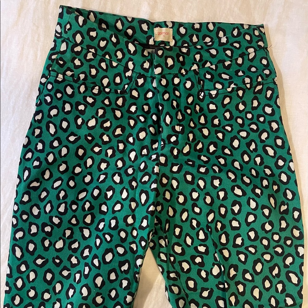 Gorman green leopard-print pants US 8/Aussie 10